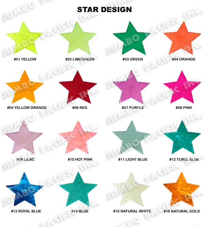 Colored Capiz Chips Star Shapes